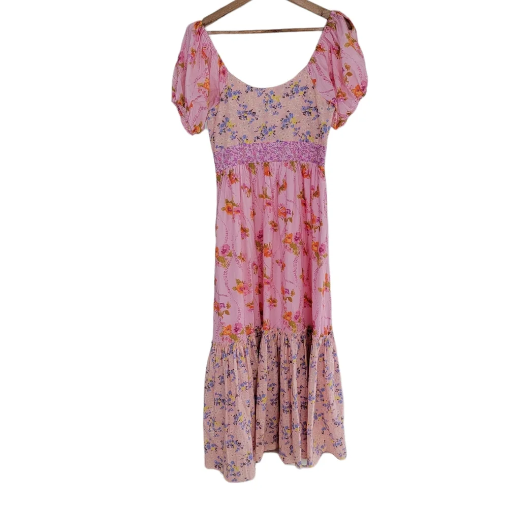 Loveshackfancy Angie Dress Maxi Floral Exploded Pink Size 4 - Picture 3 of 7